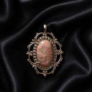 925 Silver Rhodochrosite Pendant – Natural Heart Healing & Self-Love Crystal Pendant